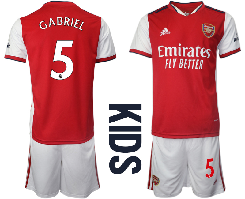 Youth 2021-2022 Club Arsenal home red #5 Soccer Jersey->youth soccer jersey->Youth Jersey